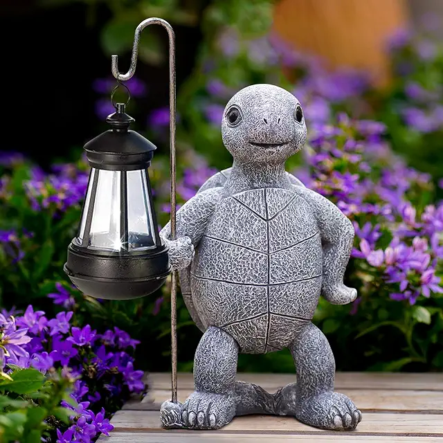 Tiejiajiang Garden Turtle Statue with Solar Lantern - Outdoor Garden Decor for Outside Yard Patio Balcony Lawn Decor